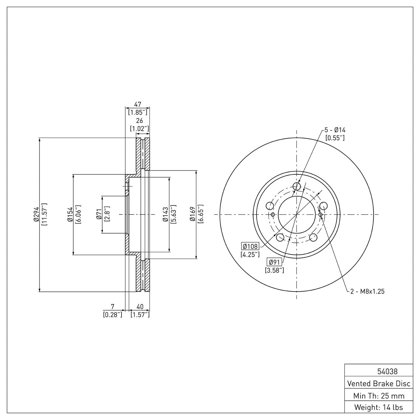Dynamic Friction Company Disc Brake Rotor 604-54038