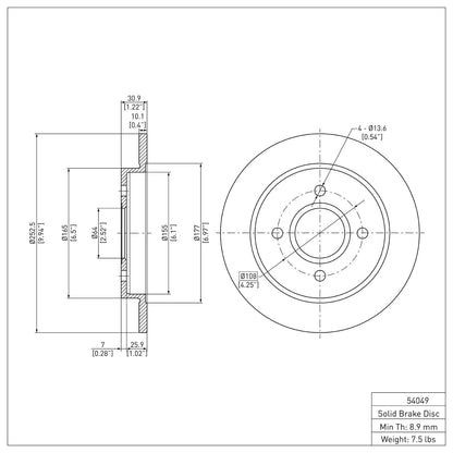Dynamic Friction Company Disc Brake Rotor 604-54049