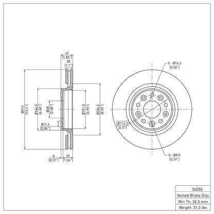 Dynamic Friction Company Disc Brake Rotor 604-54052