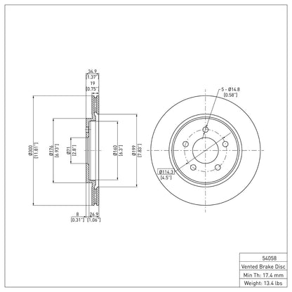 Dynamic Friction Company Disc Brake Rotor 604-54058
