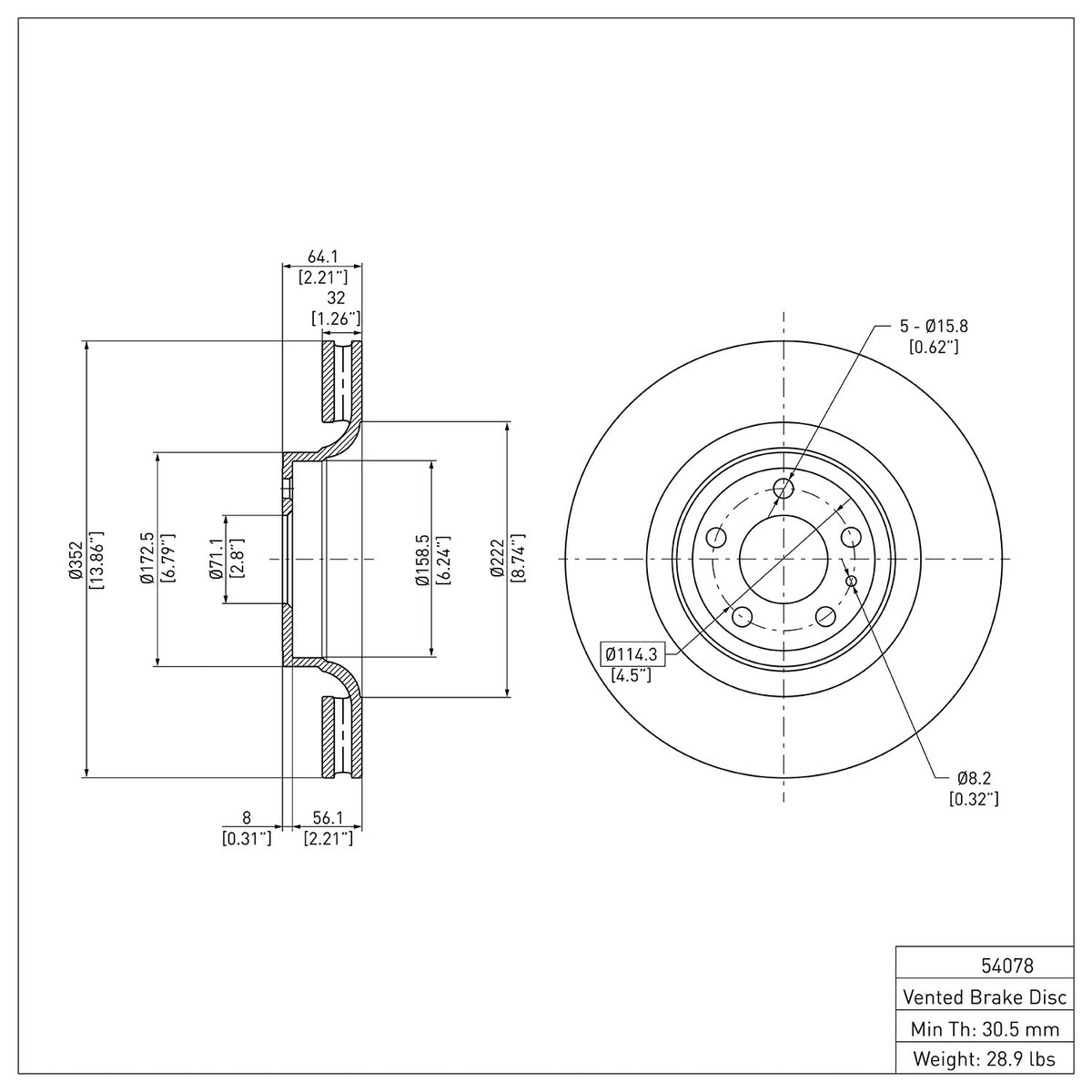 Dynamic Friction Company Disc Brake Rotor 604-54078