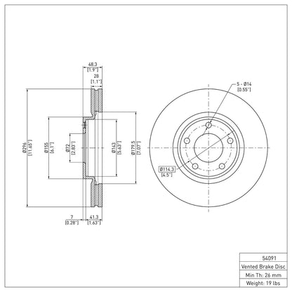 Dynamic Friction Company Disc Brake Rotor 604-54091