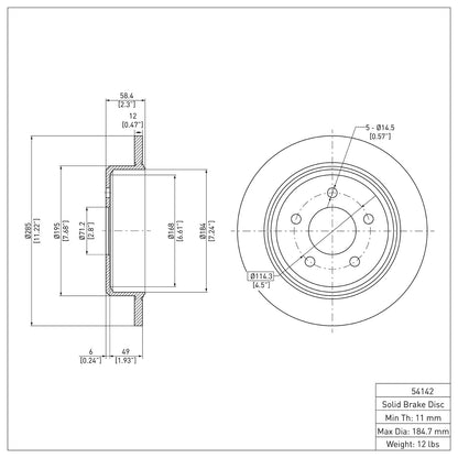 Dynamic Friction Company Disc Brake Rotor 604-54142