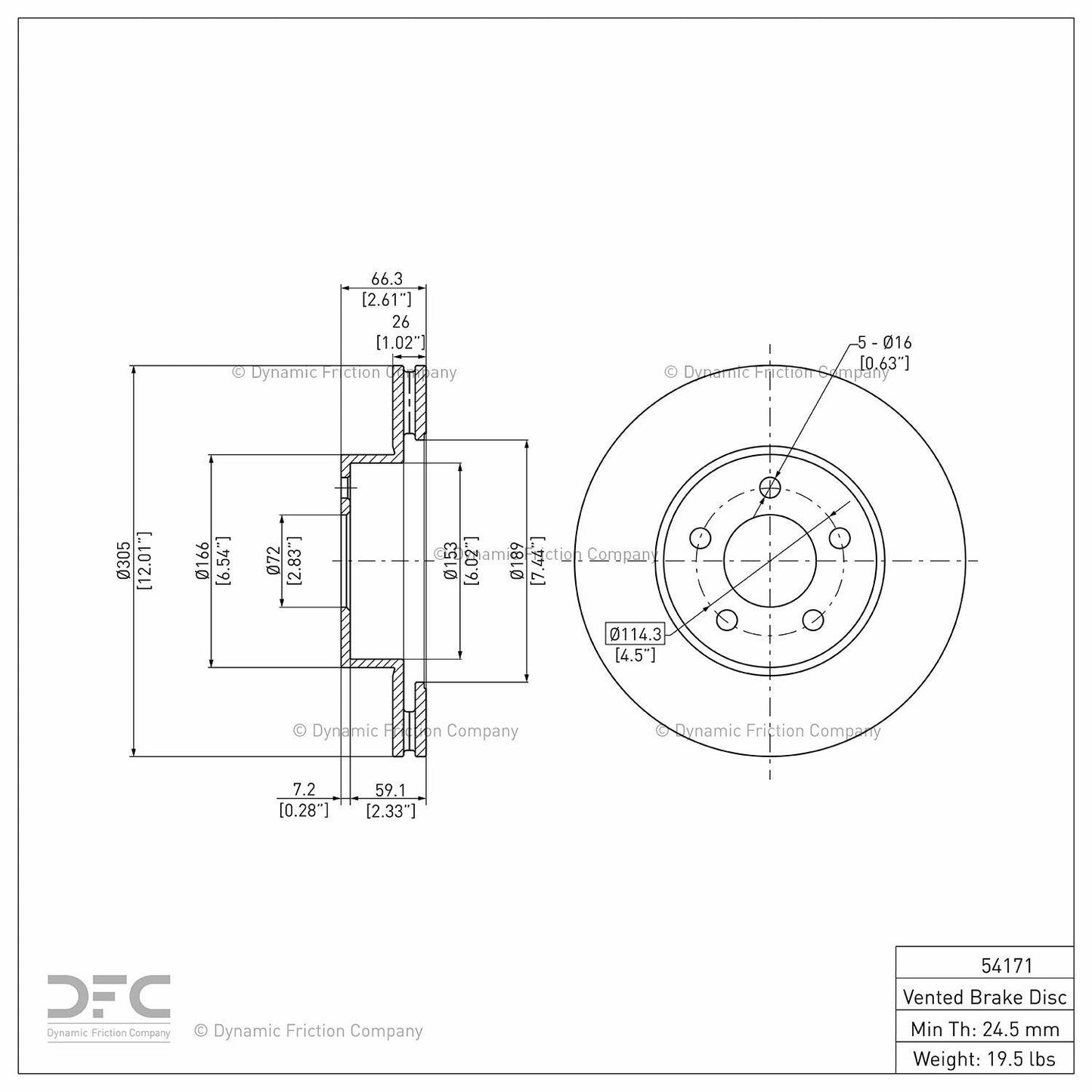 Dynamic Friction Company Disc Brake Rotor 604-54171