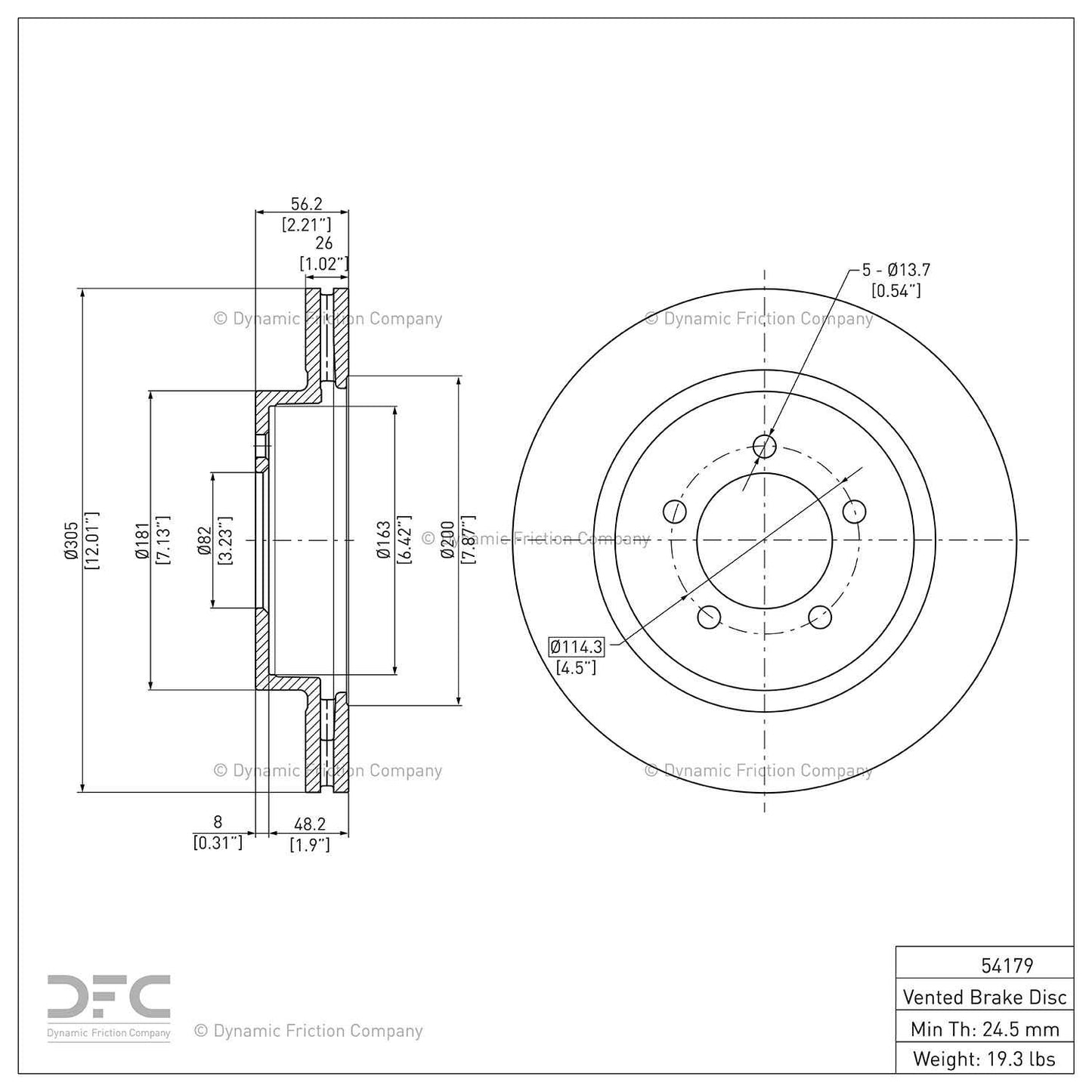 Dynamic Friction Company Disc Brake Rotor 604-54179