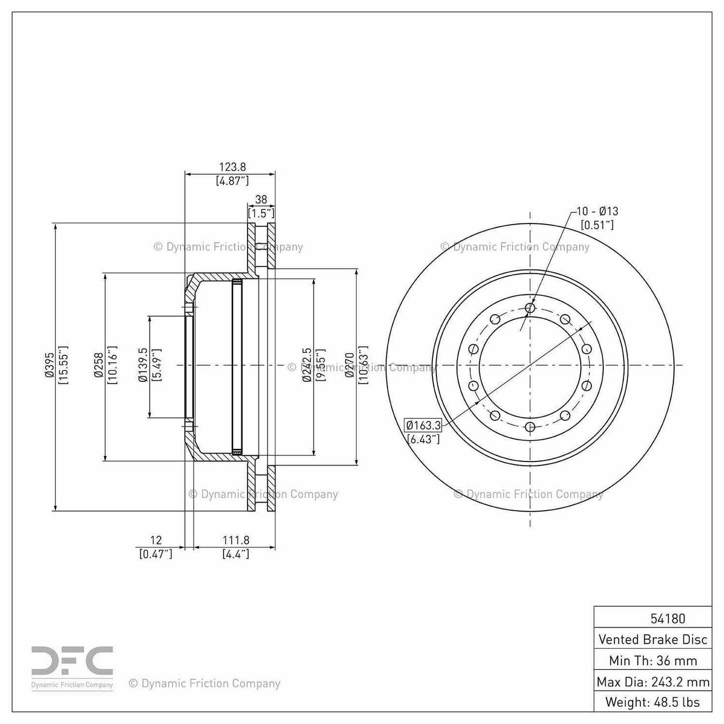 Dynamic Friction Company Disc Brake Rotor 604-54180