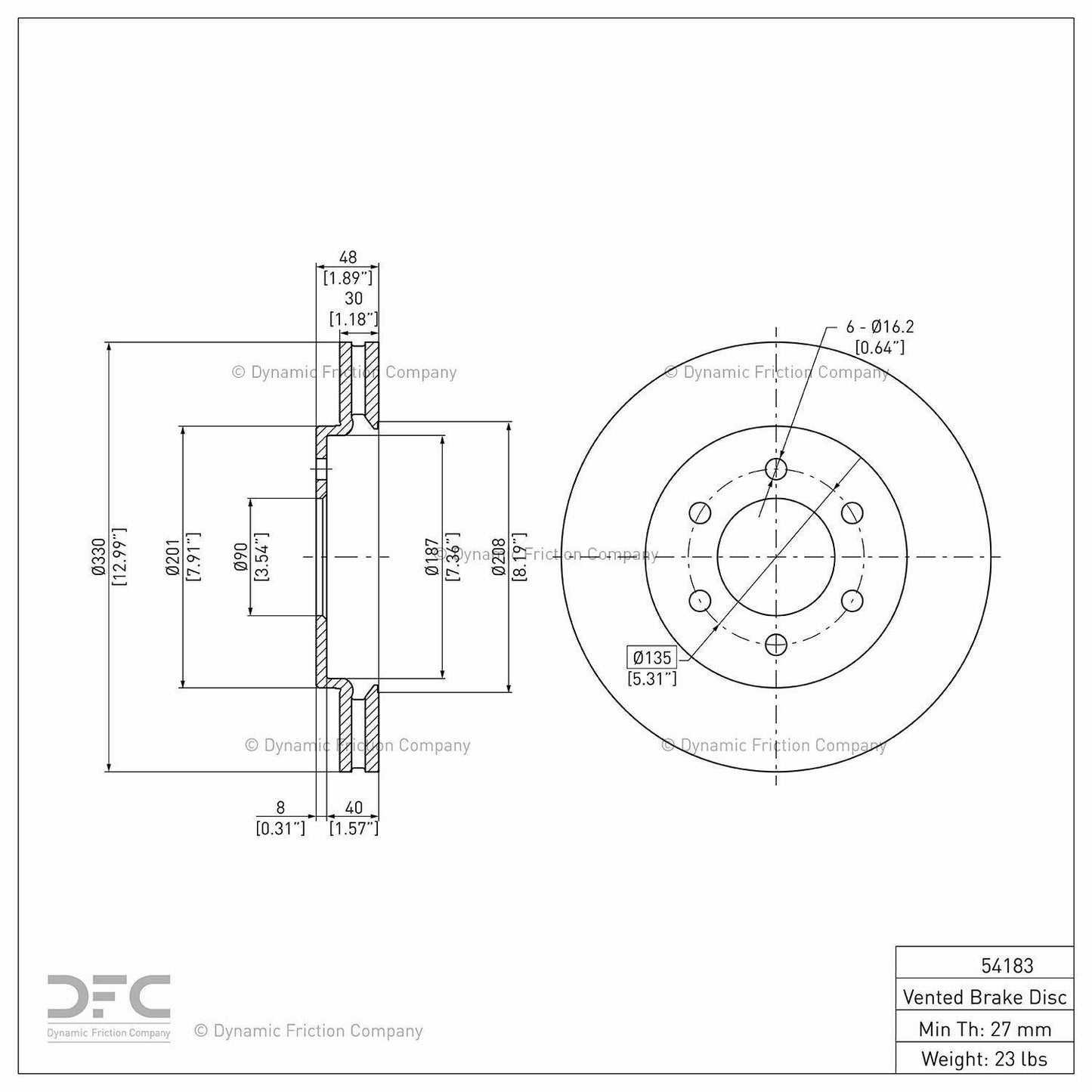 Dynamic Friction Company Disc Brake Rotor 604-54183