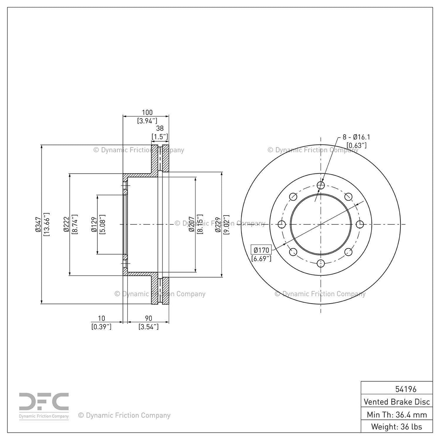 Dynamic Friction Company Disc Brake Rotor 604-54196