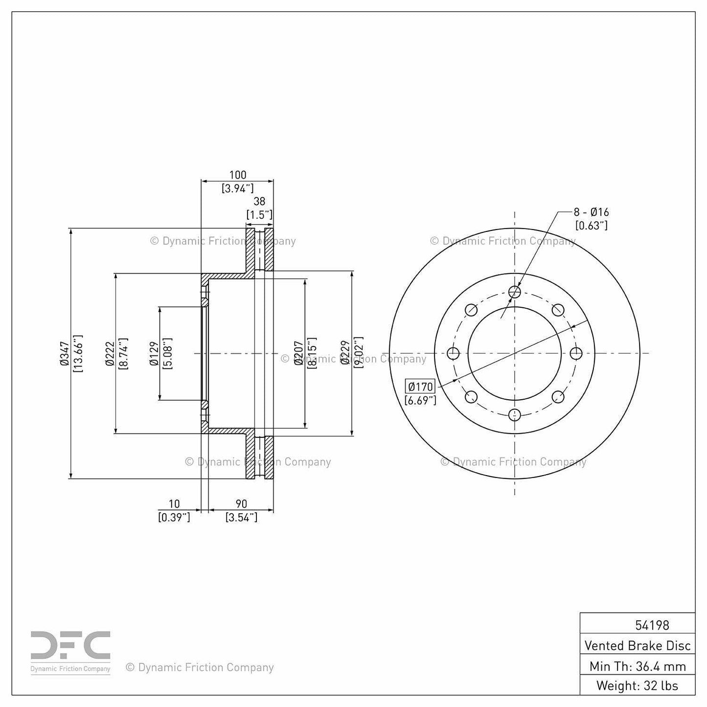 Dynamic Friction Company Disc Brake Rotor 604-54198