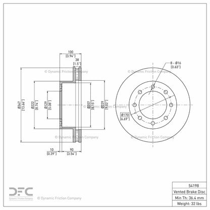 Dynamic Friction Company Disc Brake Rotor 604-54198