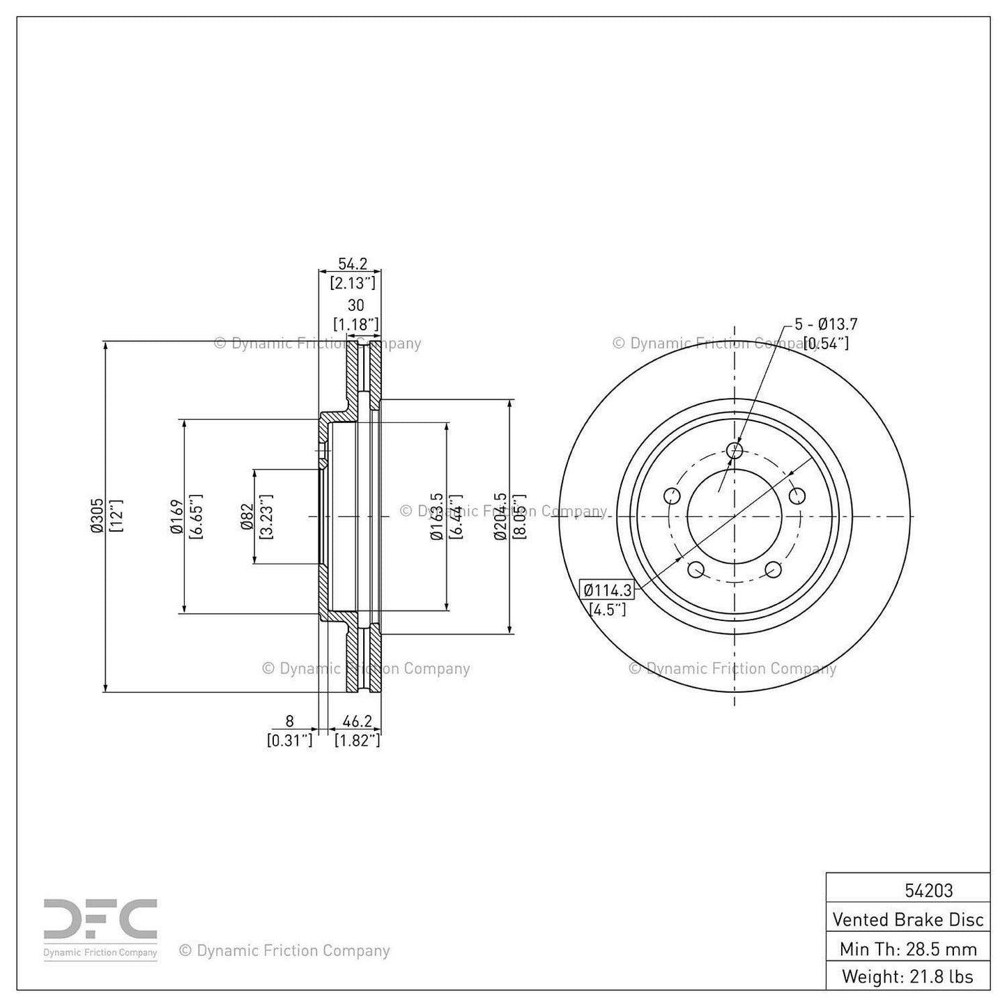 Dynamic Friction Company Disc Brake Rotor 604-54203