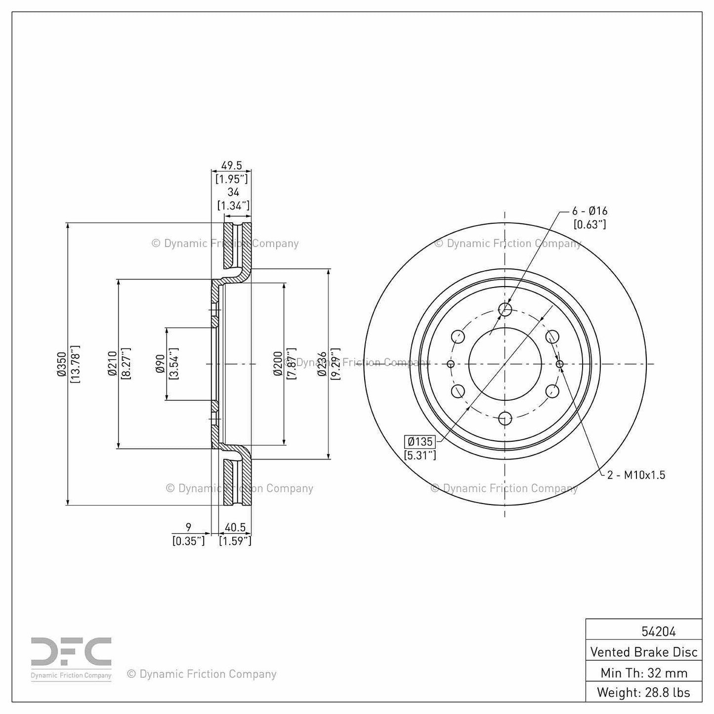 Dynamic Friction Company Disc Brake Rotor 604-54204