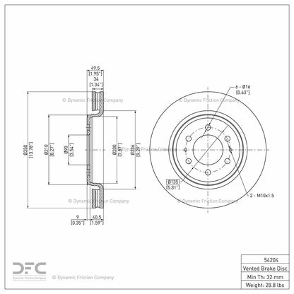 Dynamic Friction Company Disc Brake Rotor 604-54204