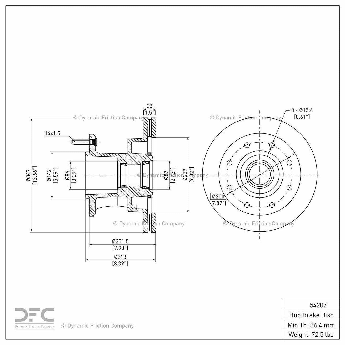 Dynamic Friction Company Disc Brake Rotor 604-54207
