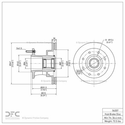 Dynamic Friction Company Disc Brake Rotor 604-54207