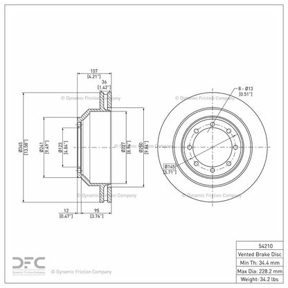 Dynamic Friction Company Disc Brake Rotor 604-54210