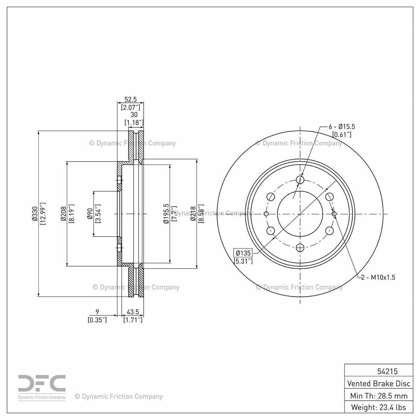Dynamic Friction Company Disc Brake Rotor 604-54215