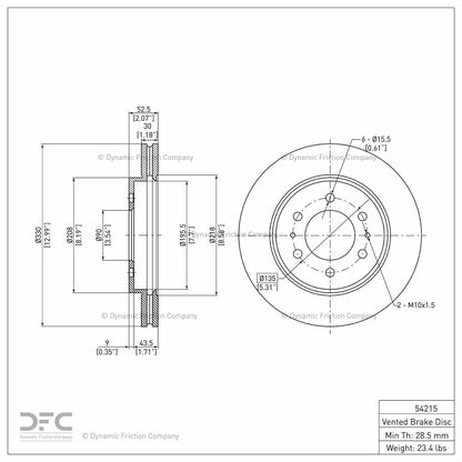 Dynamic Friction Company Disc Brake Rotor 604-54215
