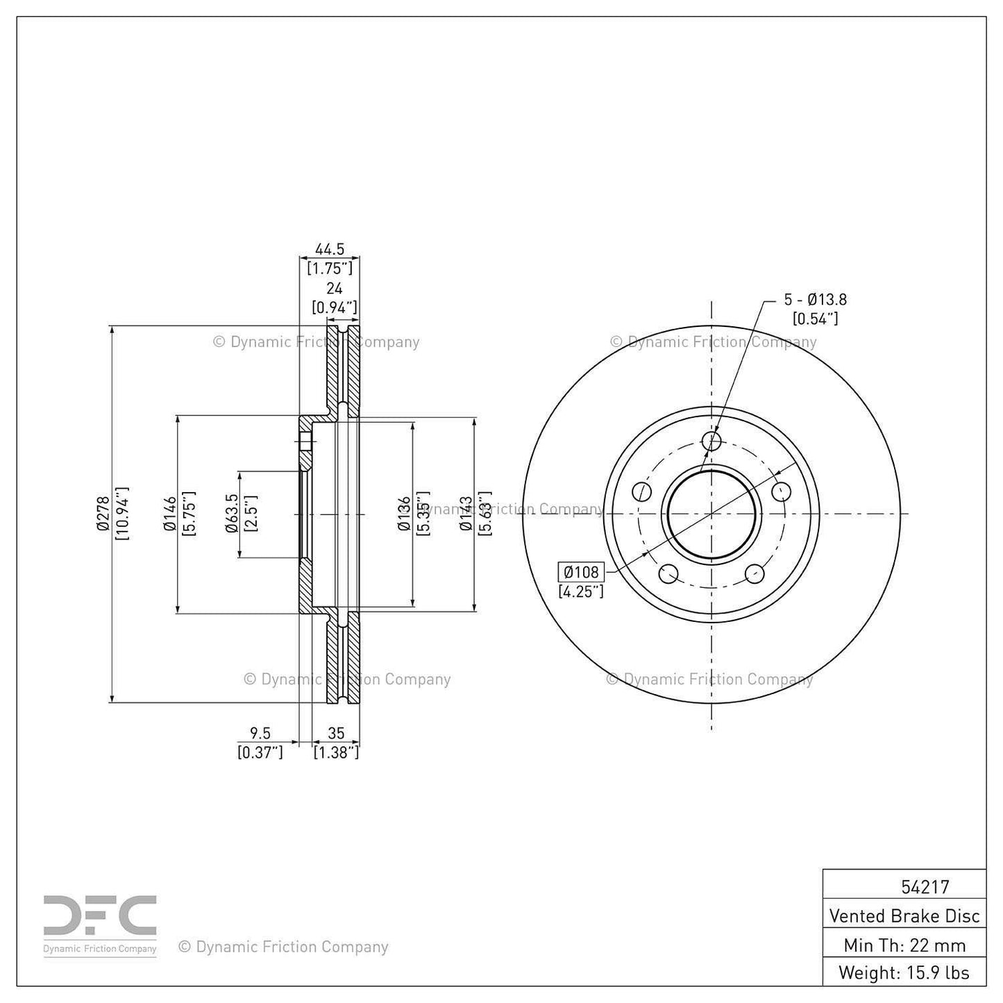 Dynamic Friction Company Disc Brake Rotor 604-54217