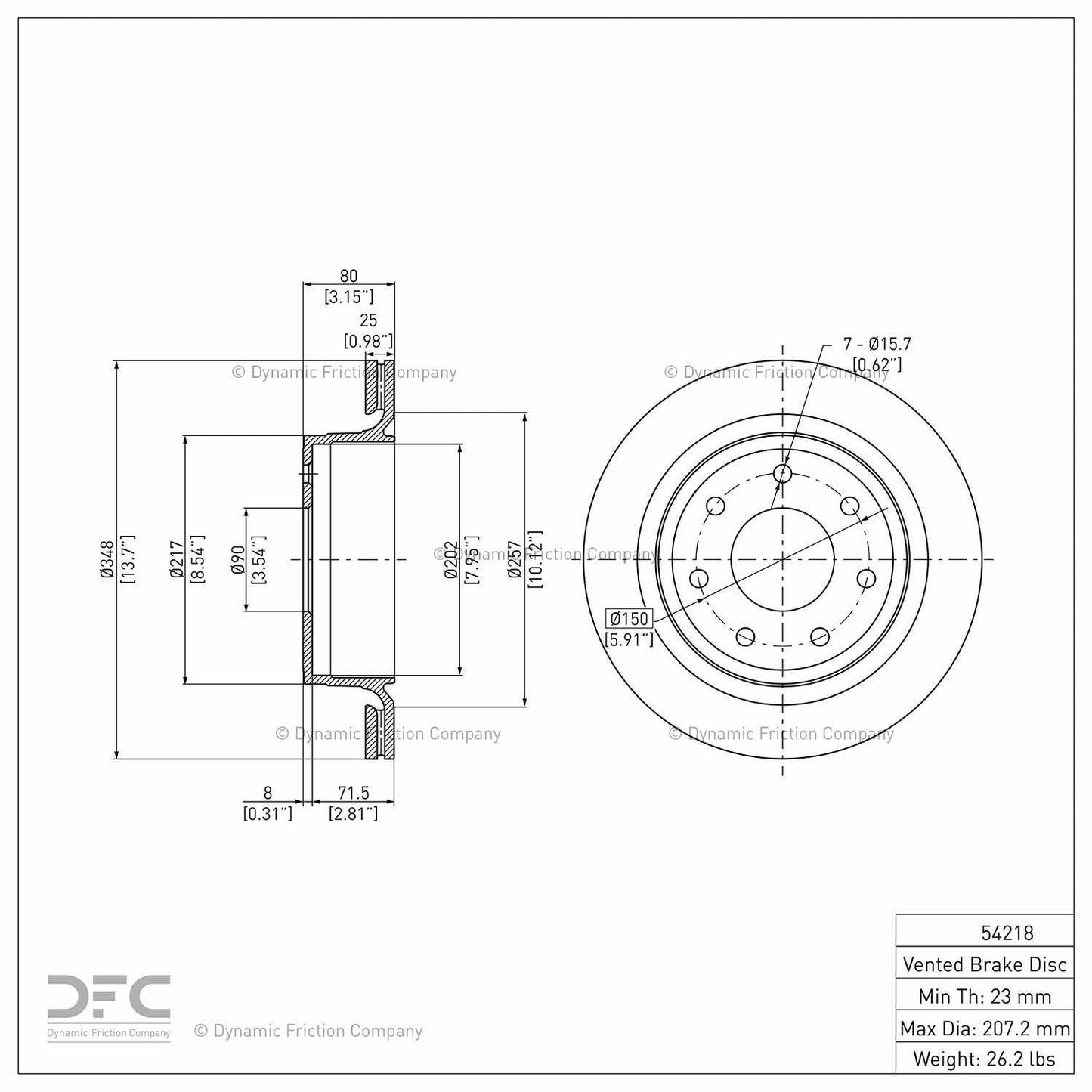 Dynamic Friction Company Disc Brake Rotor 604-54218