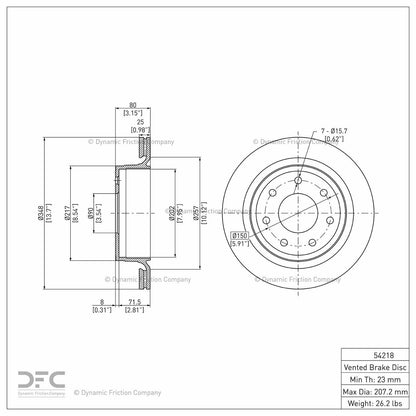 Dynamic Friction Company Disc Brake Rotor 604-54218