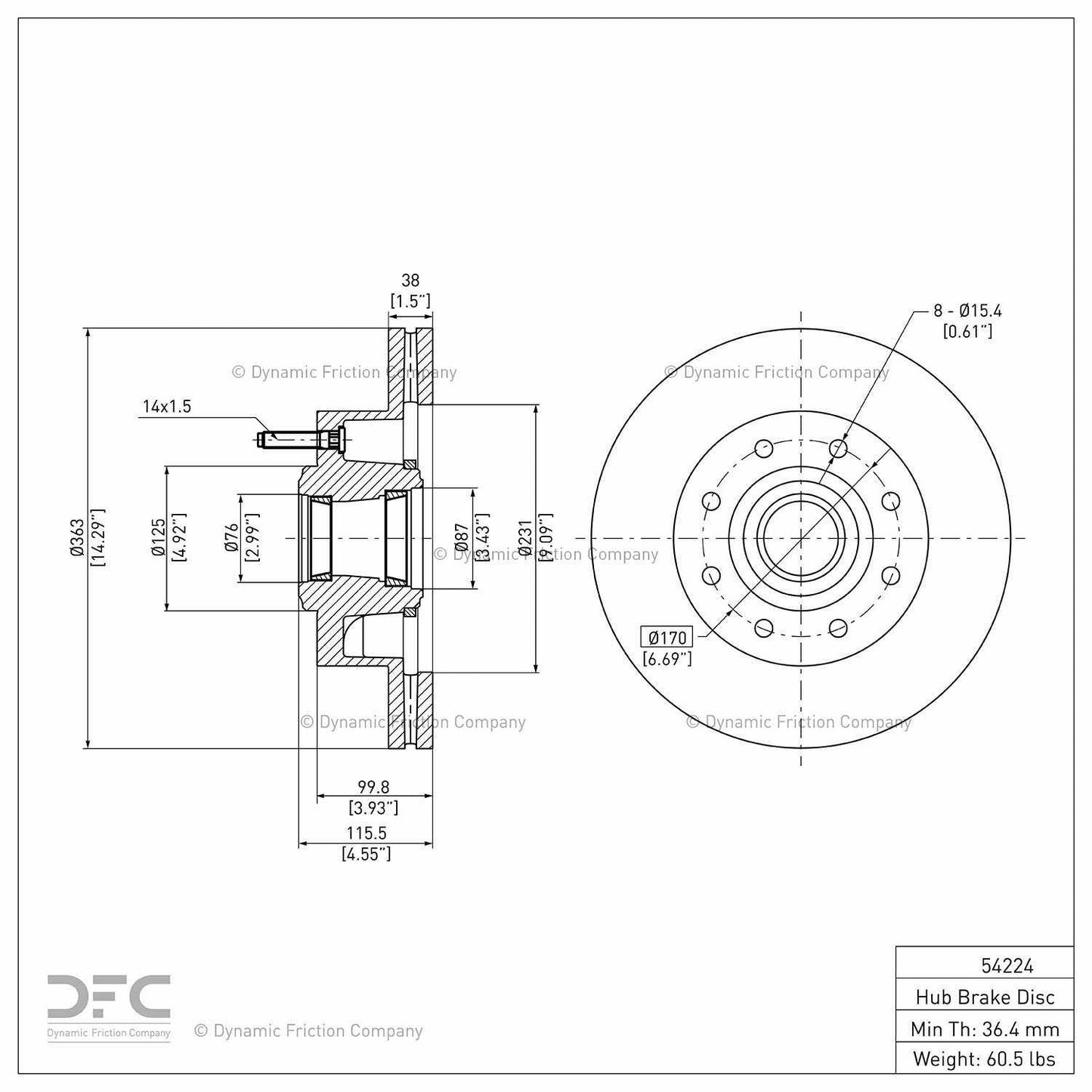 Dynamic Friction Company Disc Brake Rotor 604-54224
