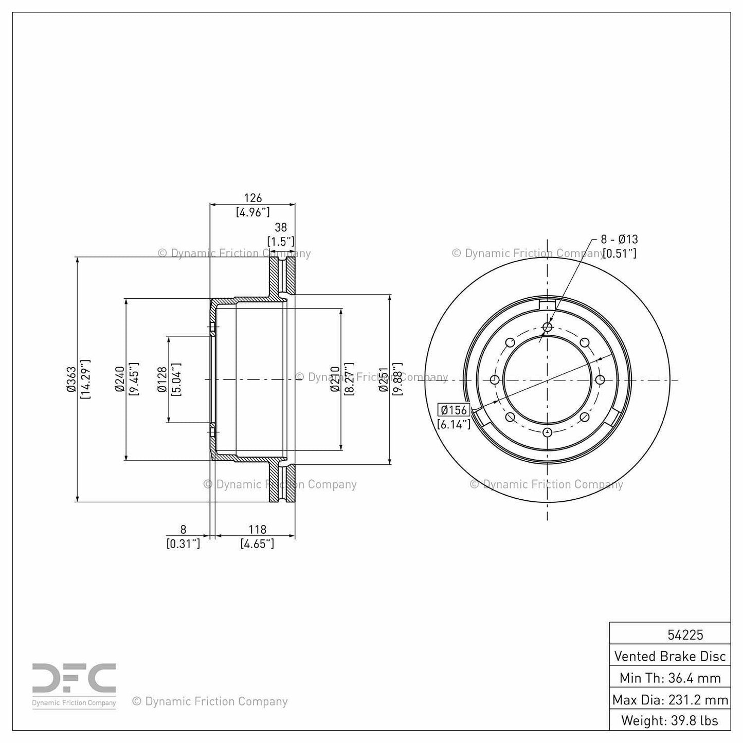 Dynamic Friction Company Disc Brake Rotor 604-54225