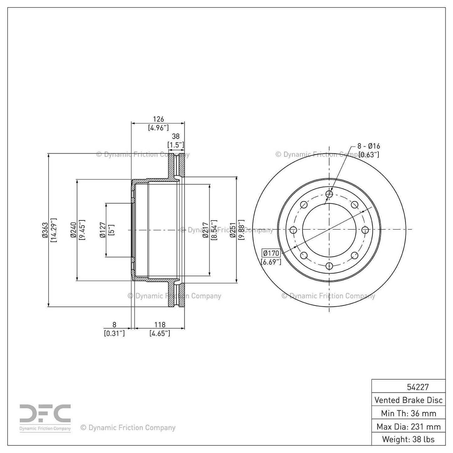 Dynamic Friction Company Disc Brake Rotor 604-54227