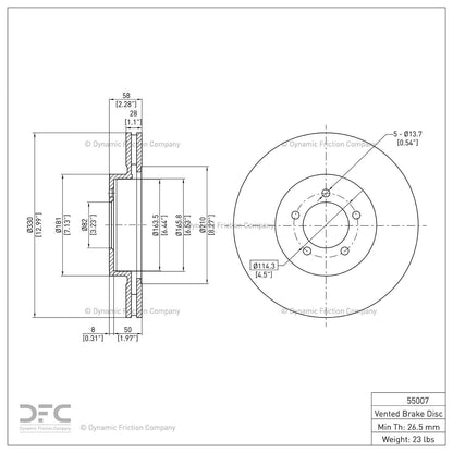 Dynamic Friction Company Disc Brake Rotor 604-55007