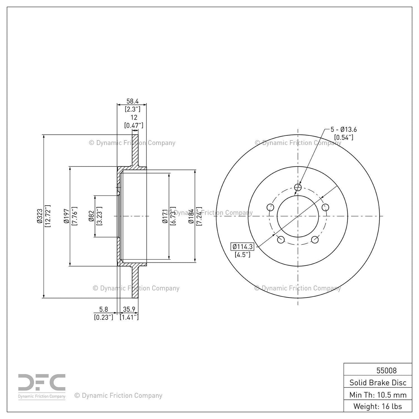 Dynamic Friction Company Disc Brake Rotor 604-55008
