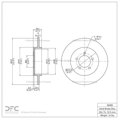 Dynamic Friction Company Disc Brake Rotor 604-55008