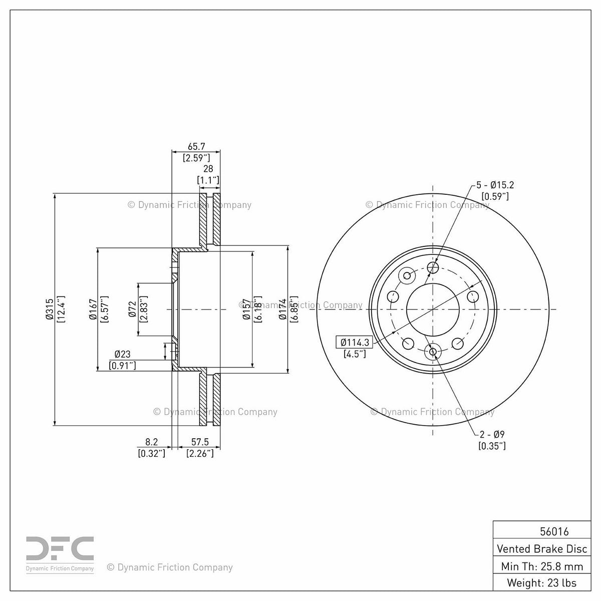 Dynamic Friction Company Disc Brake Rotor 604-56016