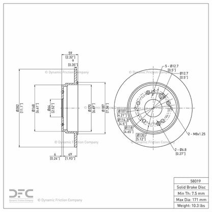 Dynamic Friction Company Disc Brake Rotor 604-58019