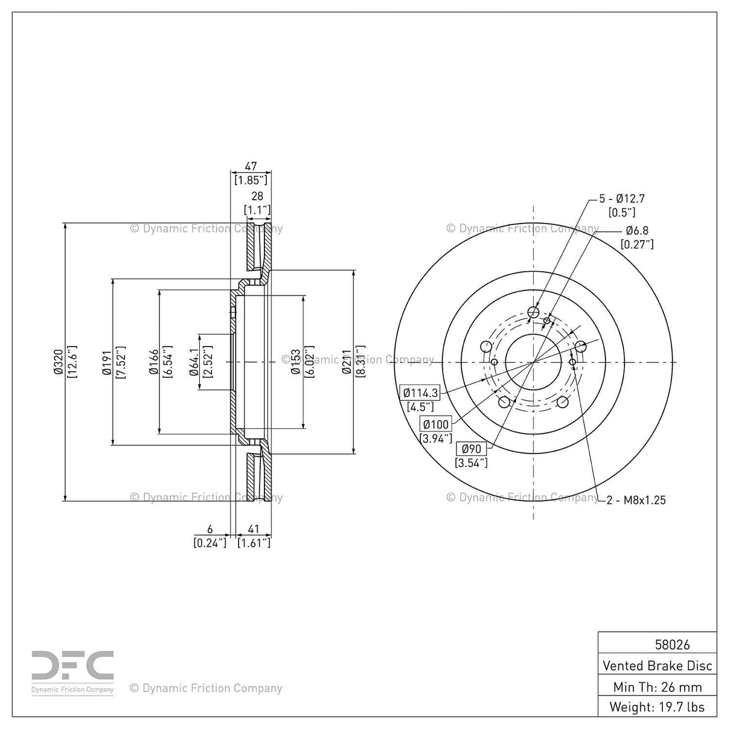 Dynamic Friction Company Disc Brake Rotor 604-58026