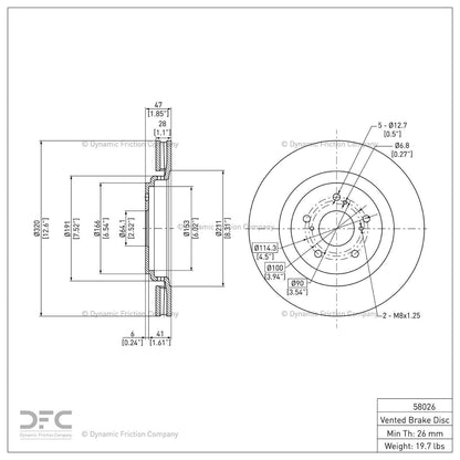 Dynamic Friction Company Disc Brake Rotor 604-58026