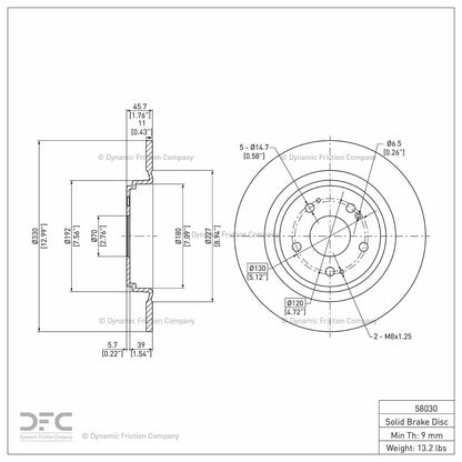 Dynamic Friction Company Disc Brake Rotor 604-58030