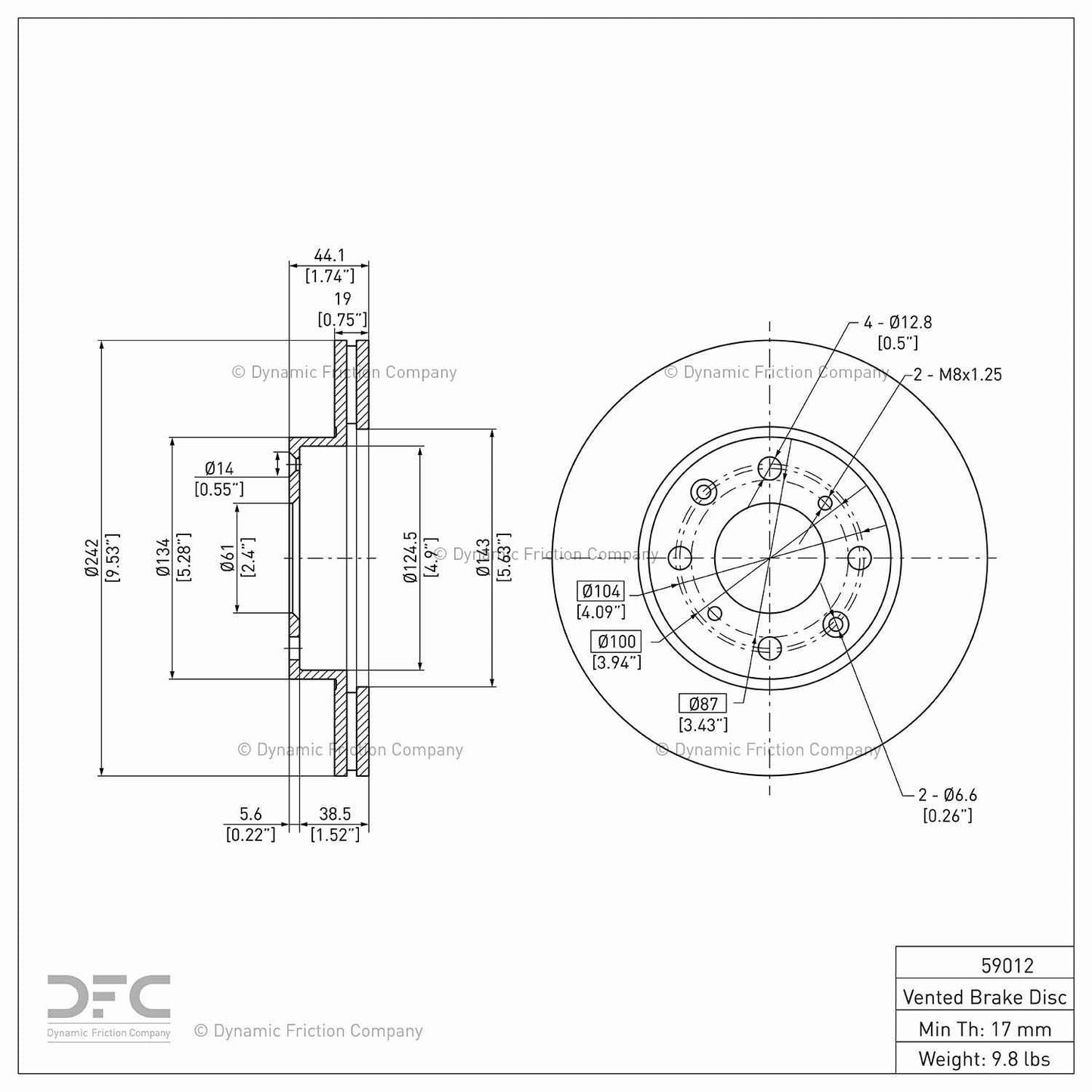 Dynamic Friction Company Disc Brake Rotor 604-59012