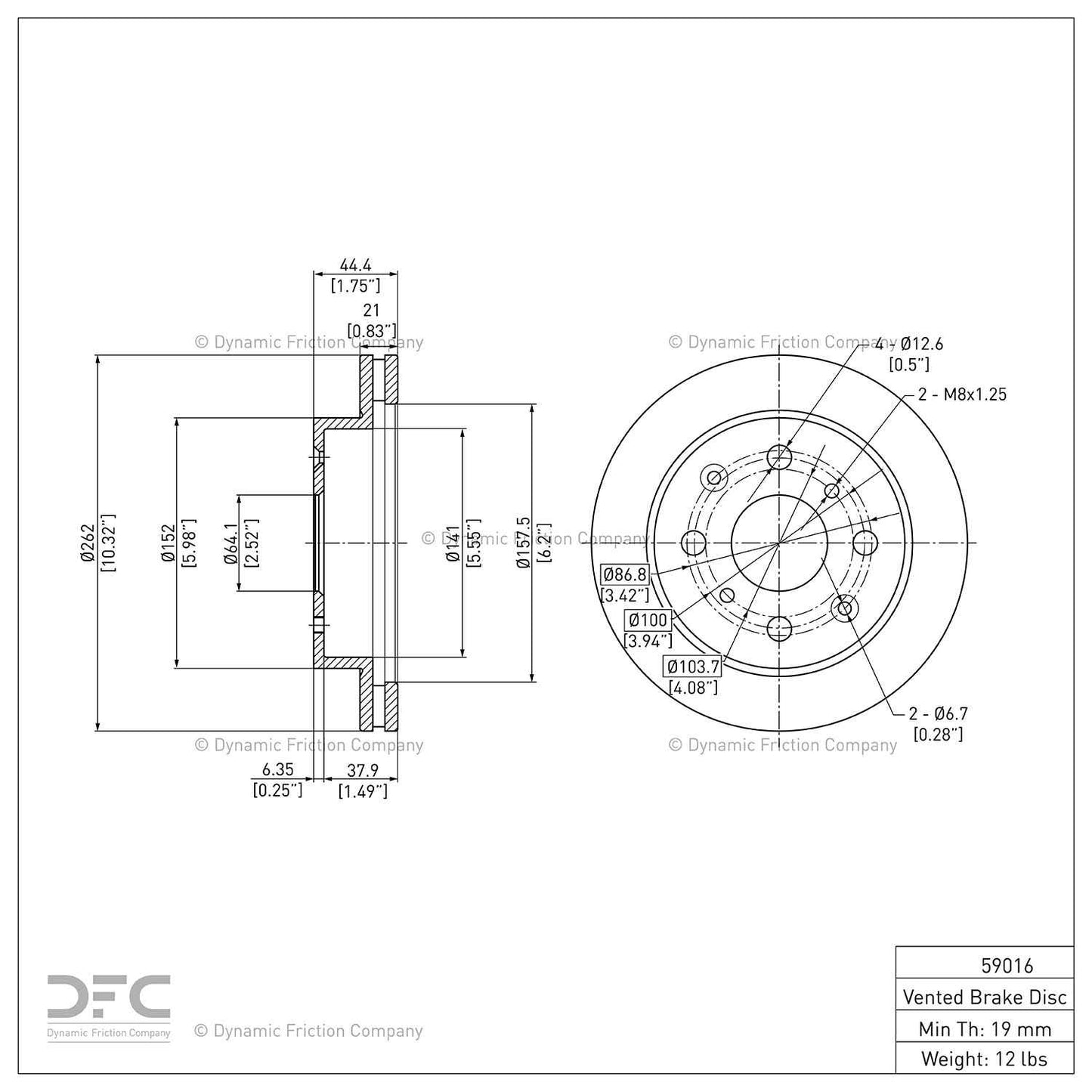 Dynamic Friction Company Disc Brake Rotor 604-59016