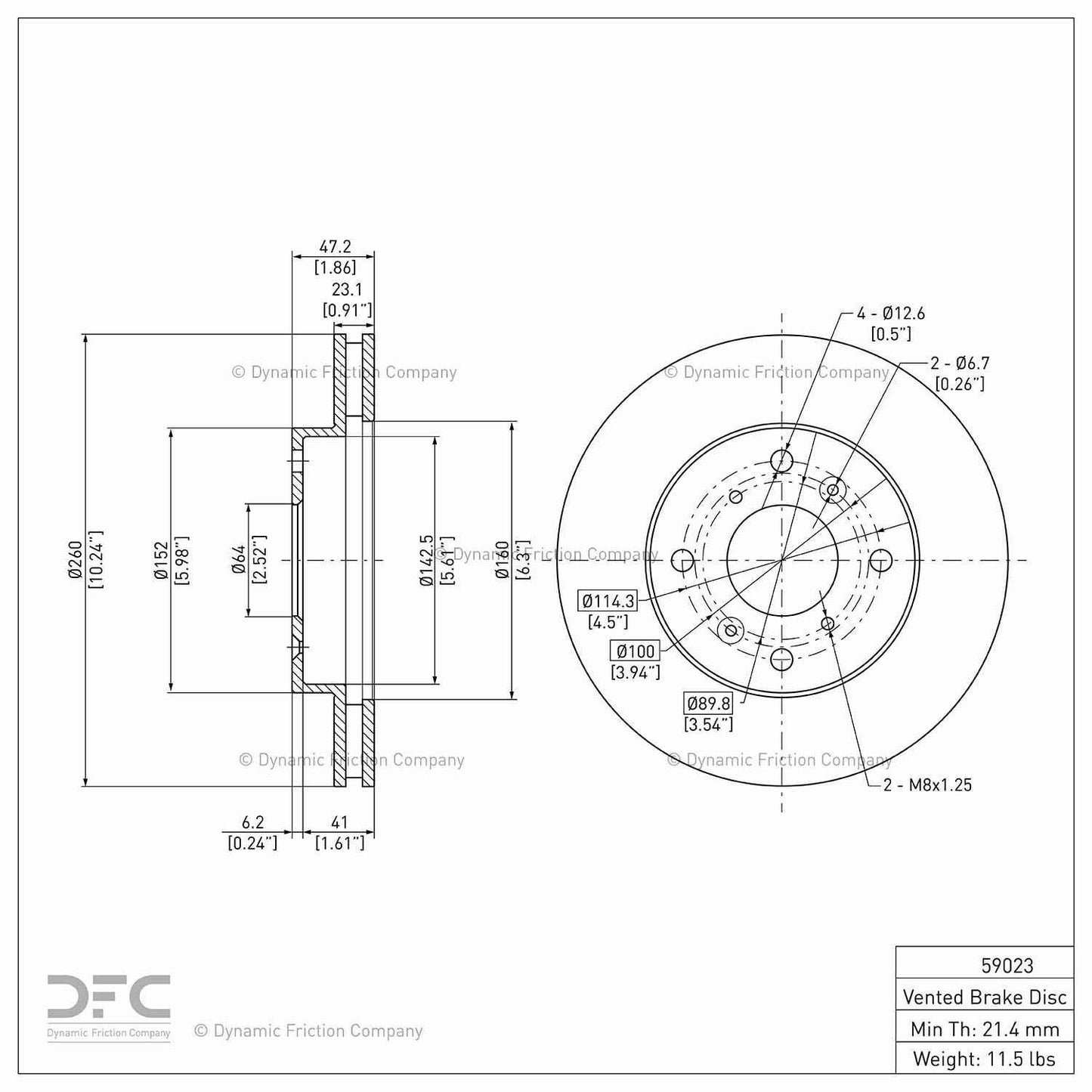 Dynamic Friction Company Disc Brake Rotor 604-59023
