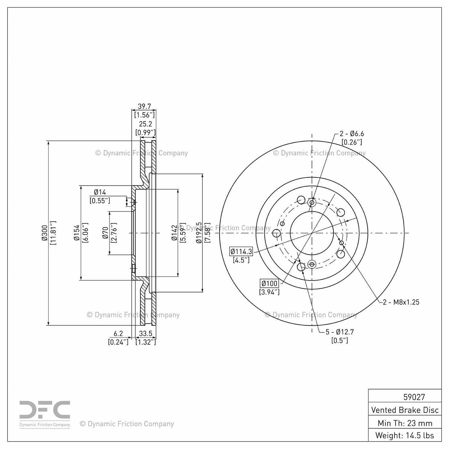 Dynamic Friction Company Disc Brake Rotor 604-59027