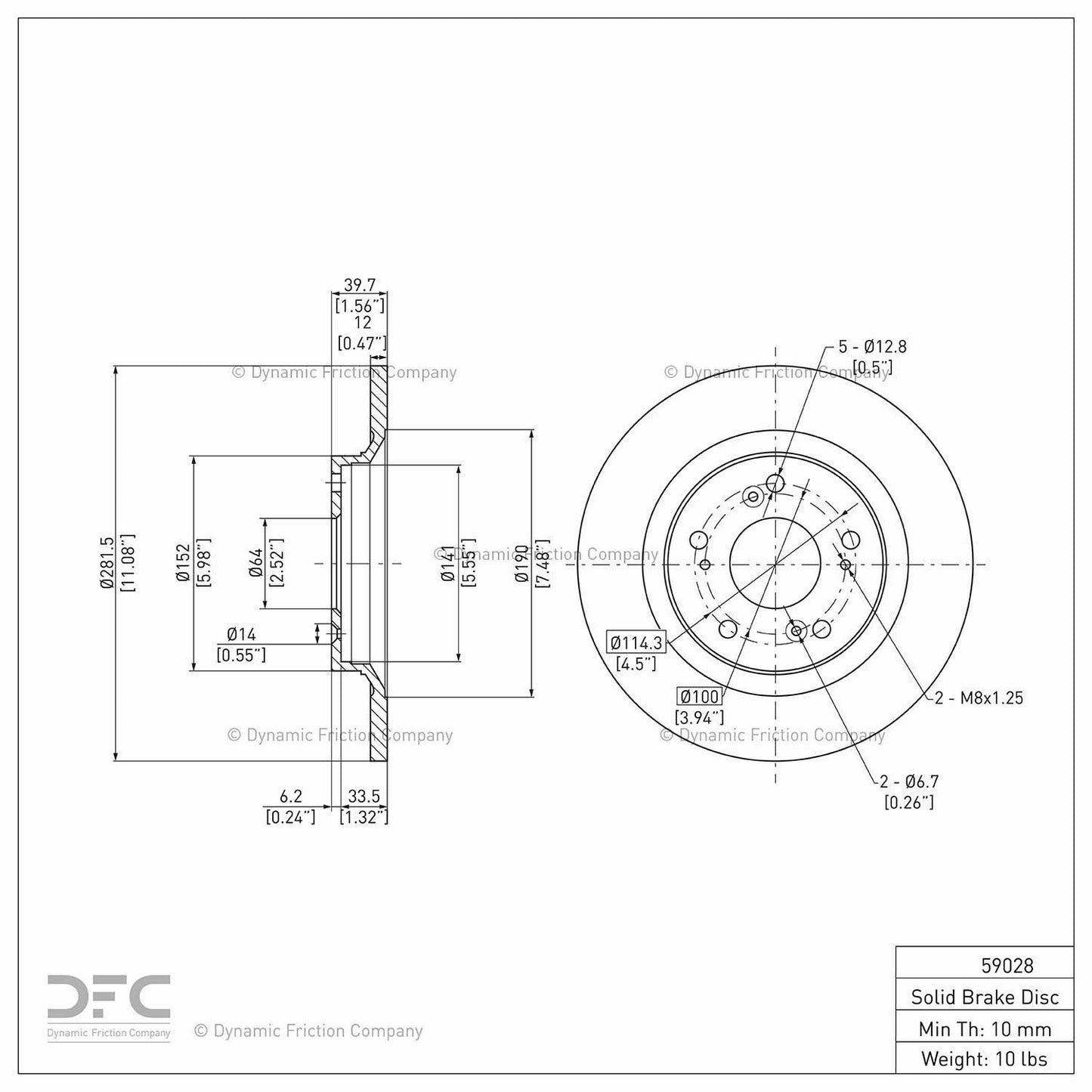 Dynamic Friction Company Disc Brake Rotor 604-59028