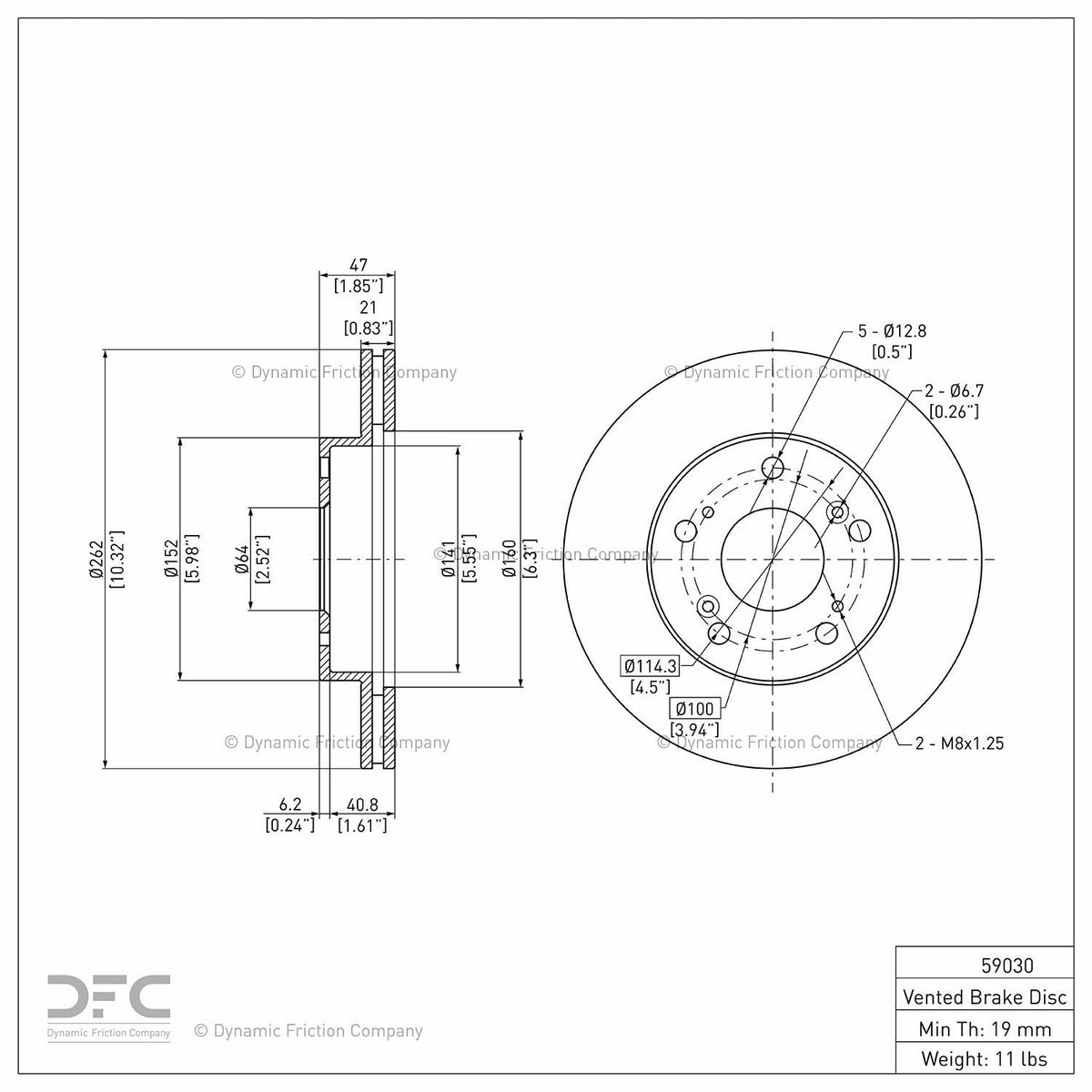 Dynamic Friction Company Disc Brake Rotor 604-59030
