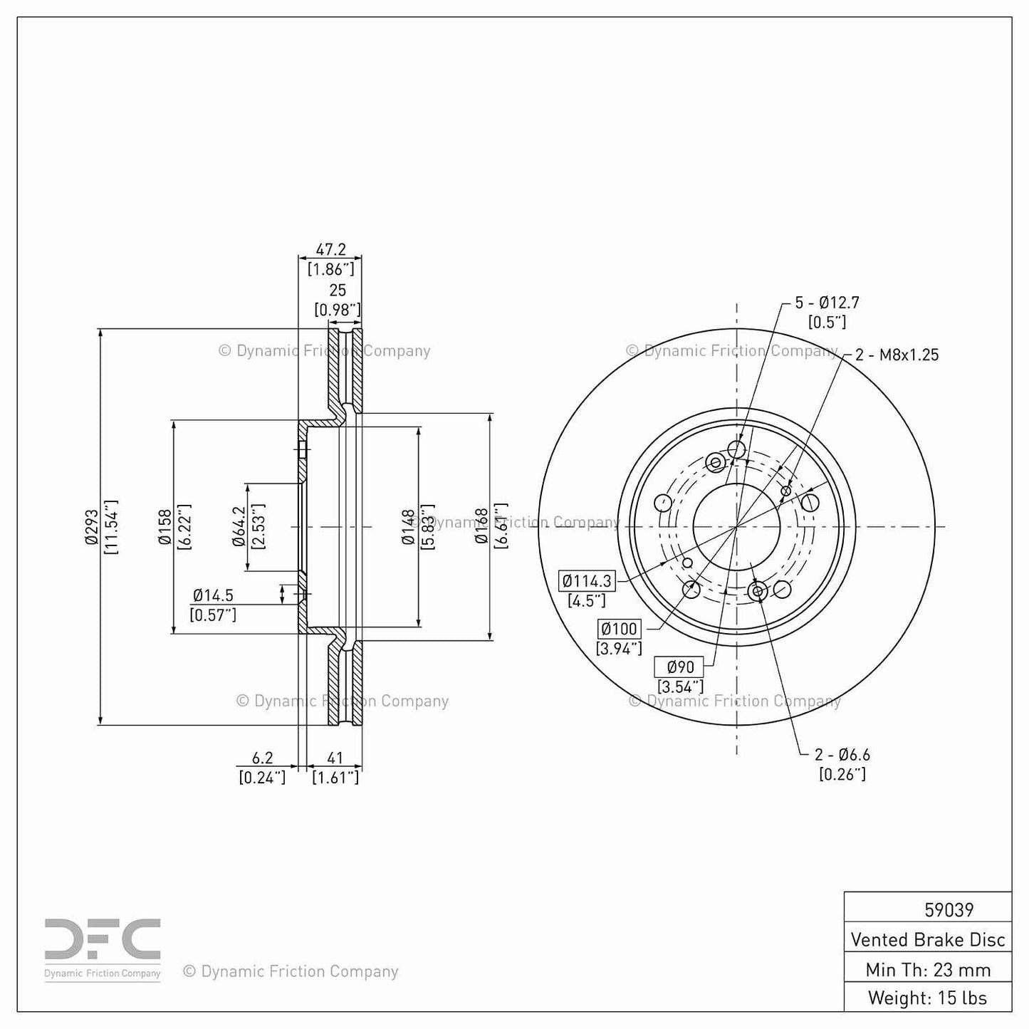 Dynamic Friction Company Disc Brake Rotor 604-59039