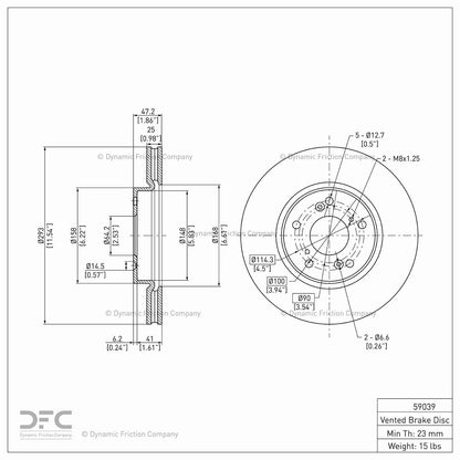 Dynamic Friction Company Disc Brake Rotor 604-59039
