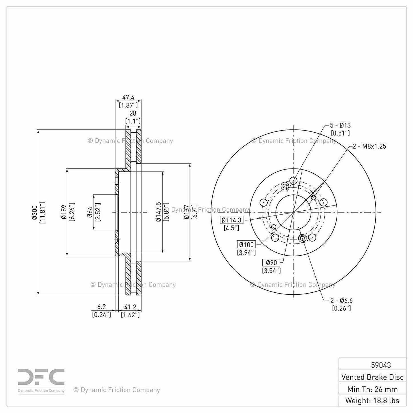 Dynamic Friction Company Disc Brake Rotor 604-59043