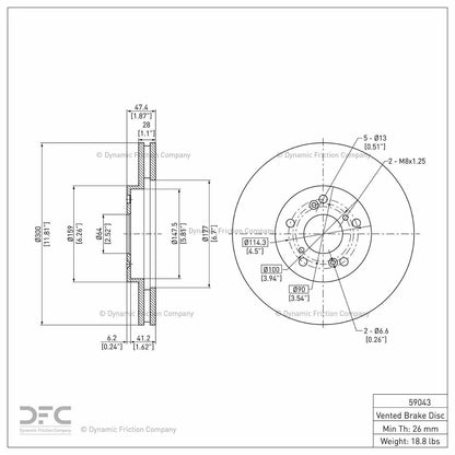 Dynamic Friction Company Disc Brake Rotor 604-59043