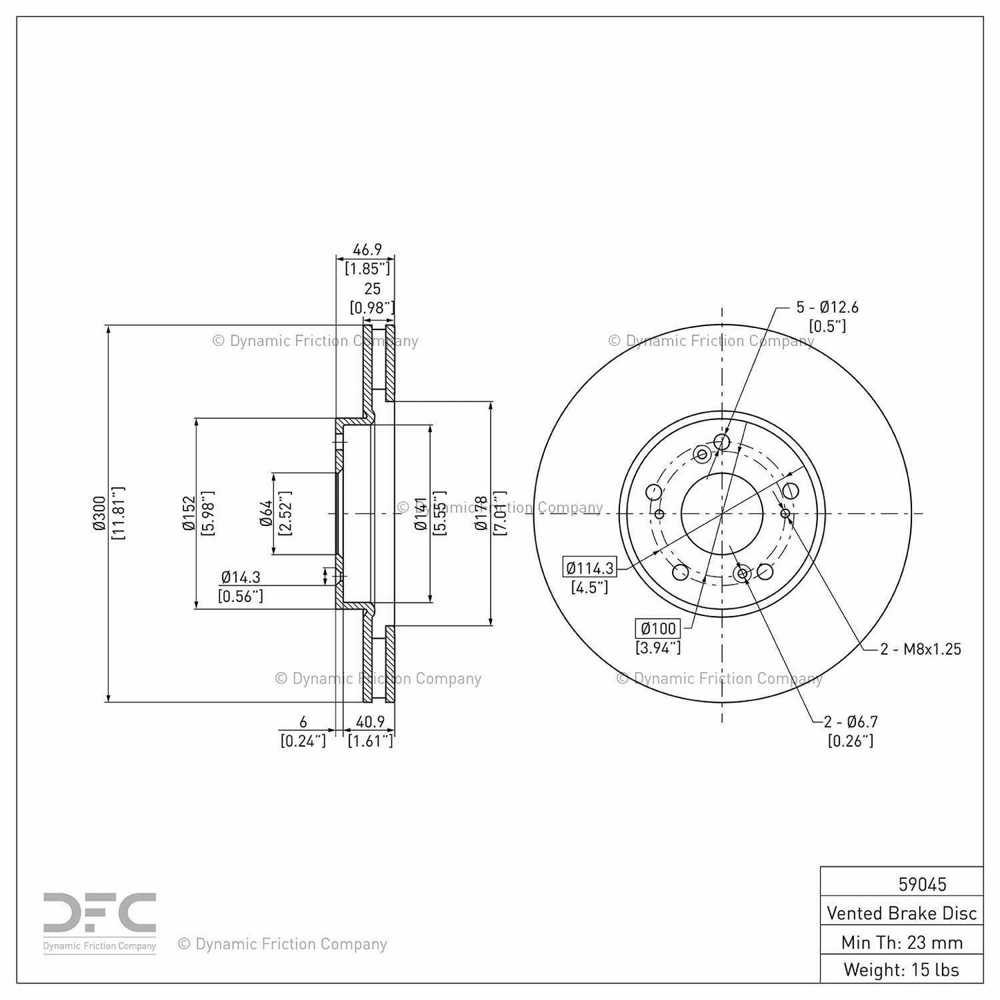 Dynamic Friction Company Disc Brake Rotor 604-59045