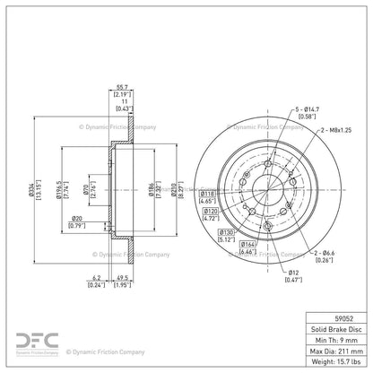Dynamic Friction Company Disc Brake Rotor 604-59052