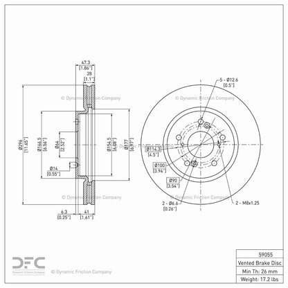 Dynamic Friction Company Disc Brake Rotor 604-59055