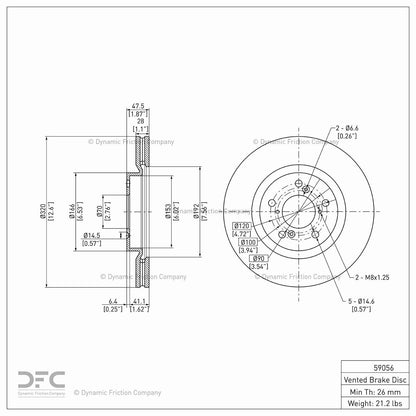 Dynamic Friction Company Disc Brake Rotor 604-59056